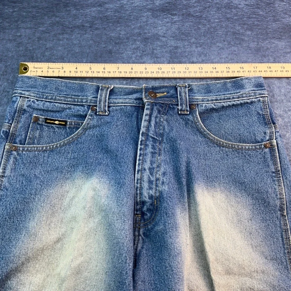 Jordan Craig Mens‎ Baggy Denim Shorts Blue Sandblasted Fade Size 36 Y2K Jorts